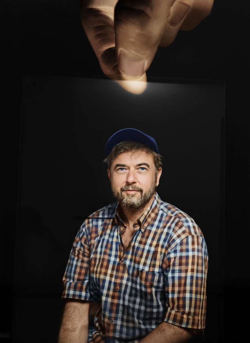 Large format portrait of French photographer Emmanuel-Pineau, Paris June 2025