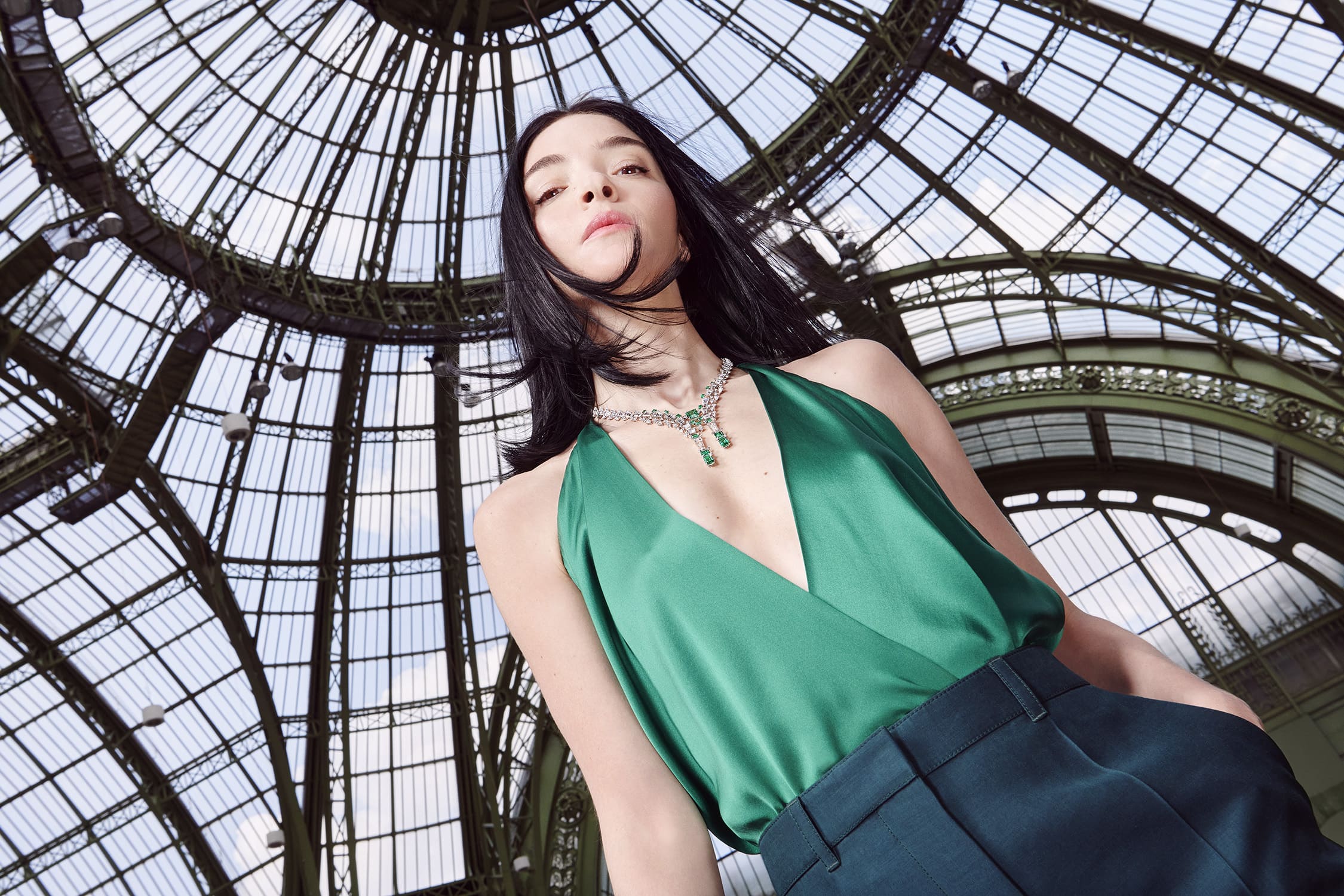 Mariacarla Boscono wearing Cartier jewelry, photography by Sophie Delaporte