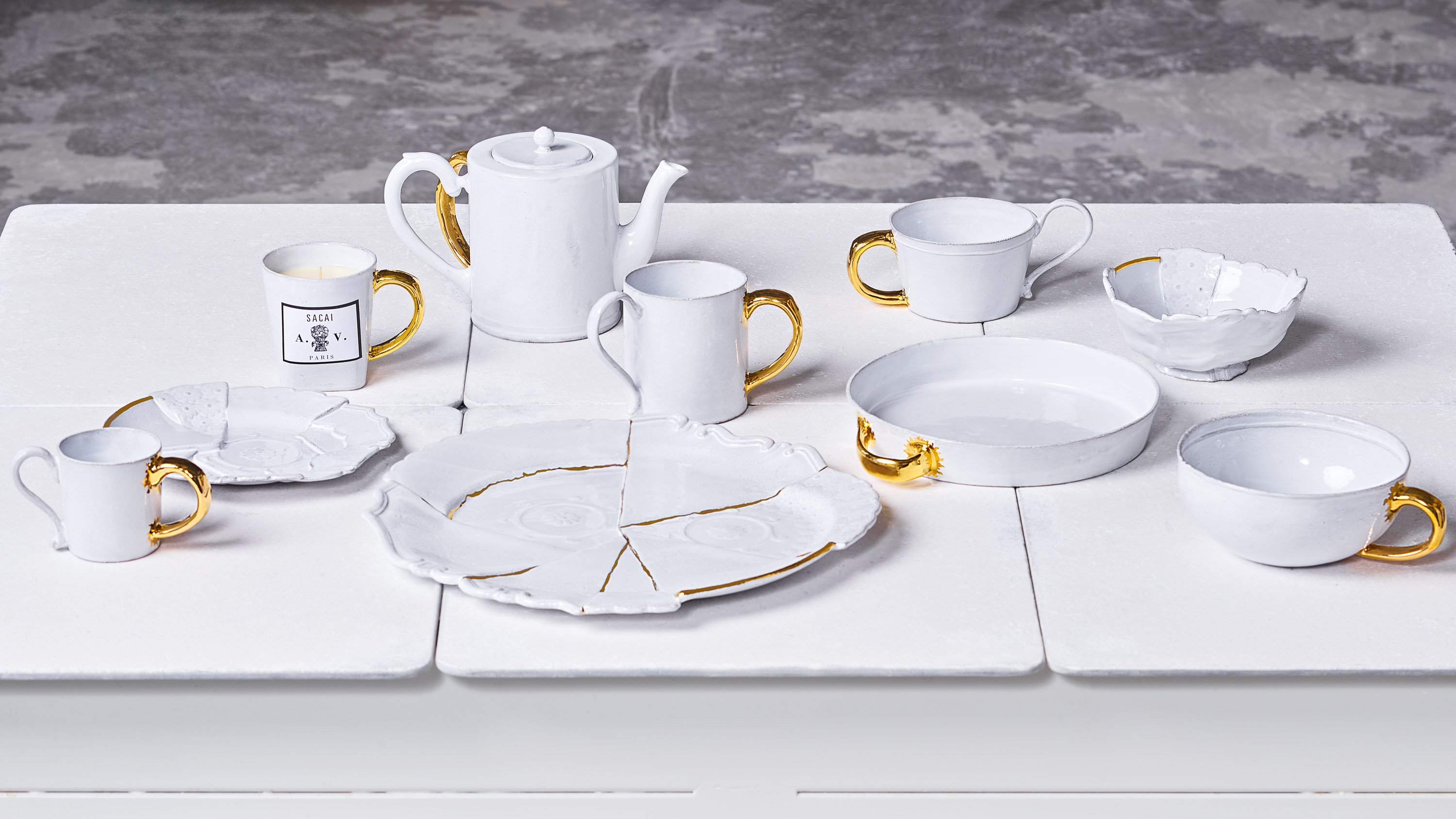 Astier de Villatte collaboration with Sacai still life photography by Emmanuel Pineau