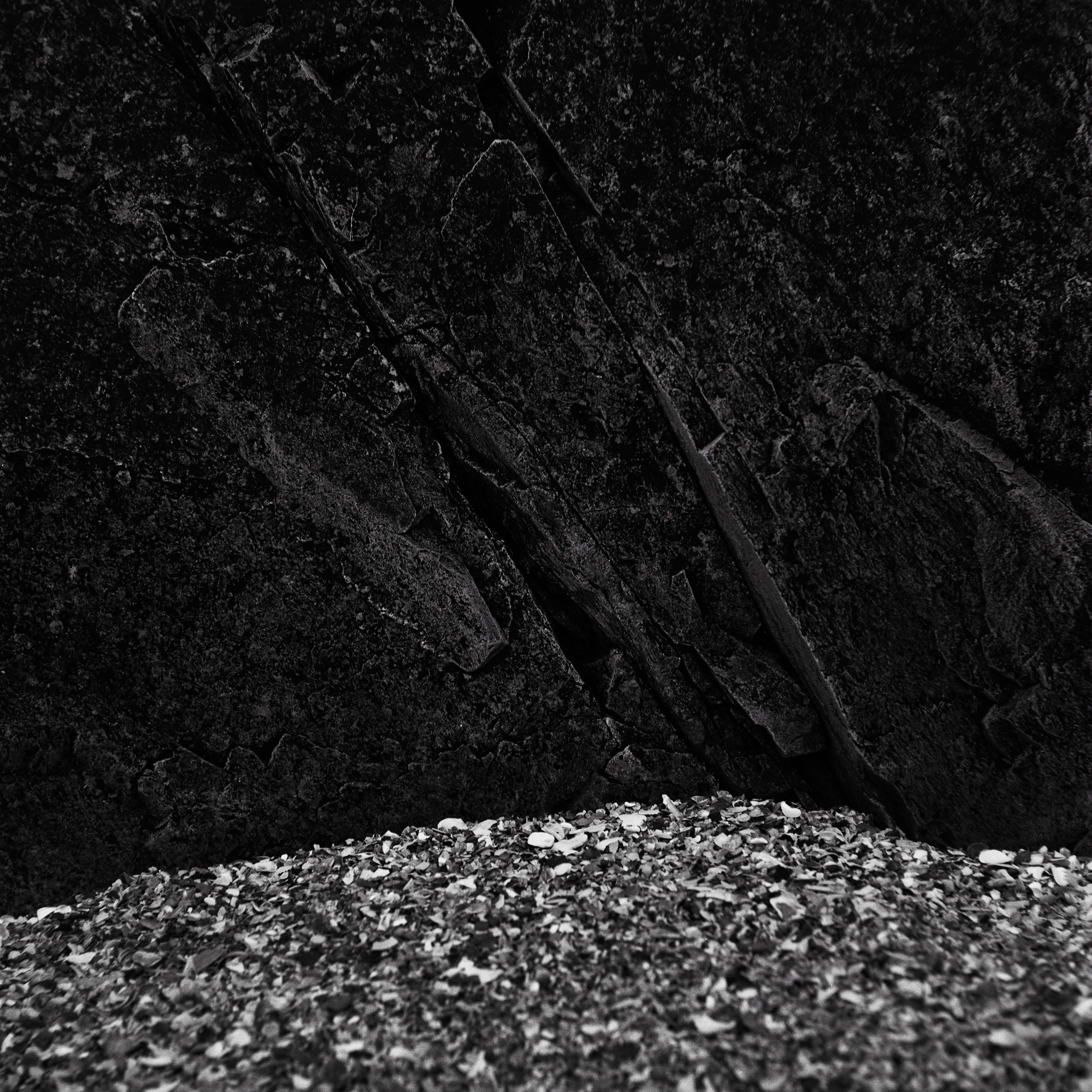 black and white analog photography of rocks in nothern Brittany, from the series solid as a rock by Emmanuel Pineau